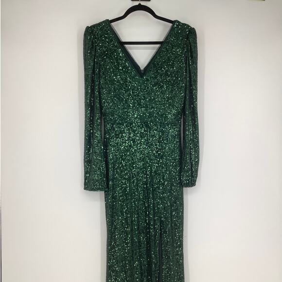Xscape Evenings Women's 6 Hunter Farley Sequined Long Sleeve Maxi Dress L13-15 - Picture 6 of 8